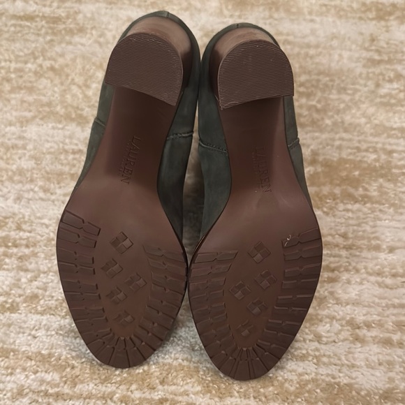 Suede Olive Green Women's Ankle Boots - Picture 4 of 4